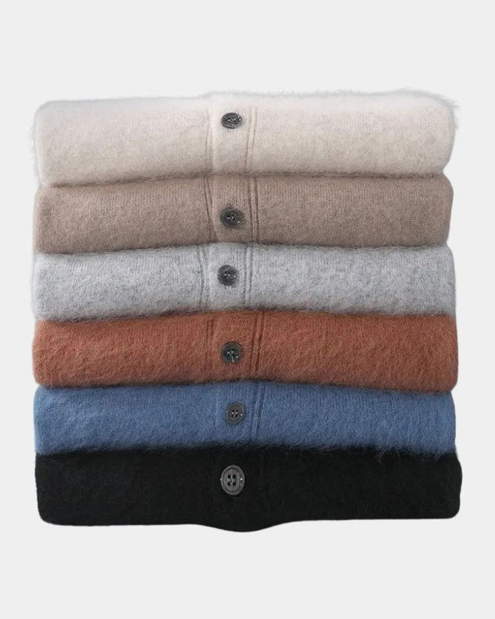 Doede | Roestbruine gebreide polo met knopen