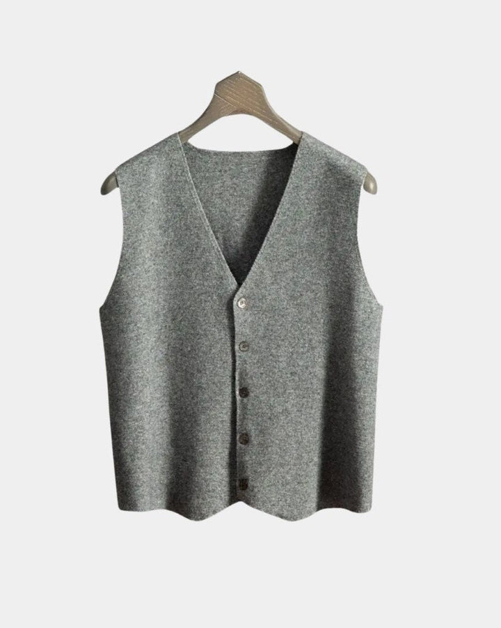Durk | Marineblauw gebreid gilet met knopen