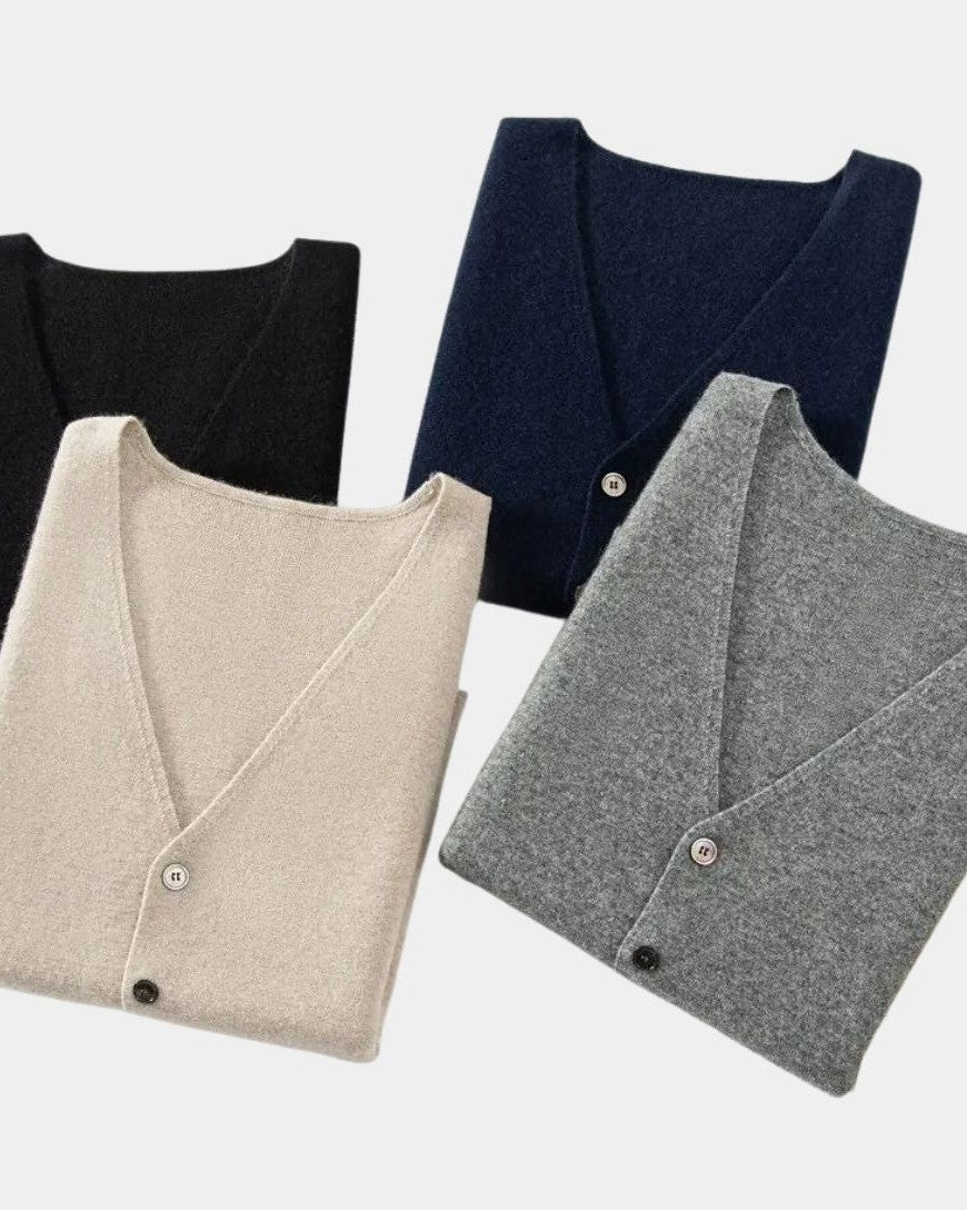 Durk | Marineblauw gebreid gilet met knopen