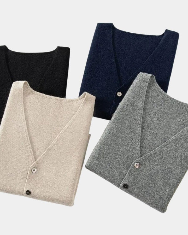 Durk | Marineblauw gebreid gilet met knopen