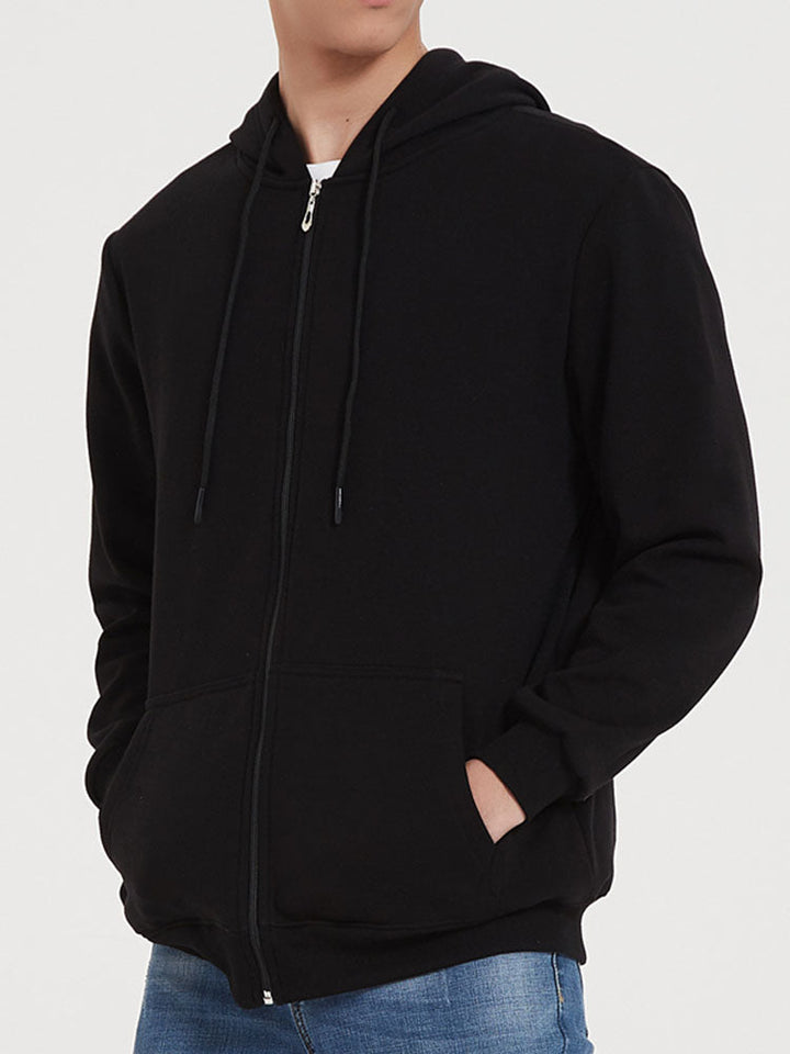 Twan | Basic katoenen hoodie met doorlopende ritssluiting