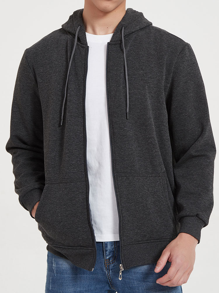 Twan | Basic katoenen hoodie met doorlopende ritssluiting