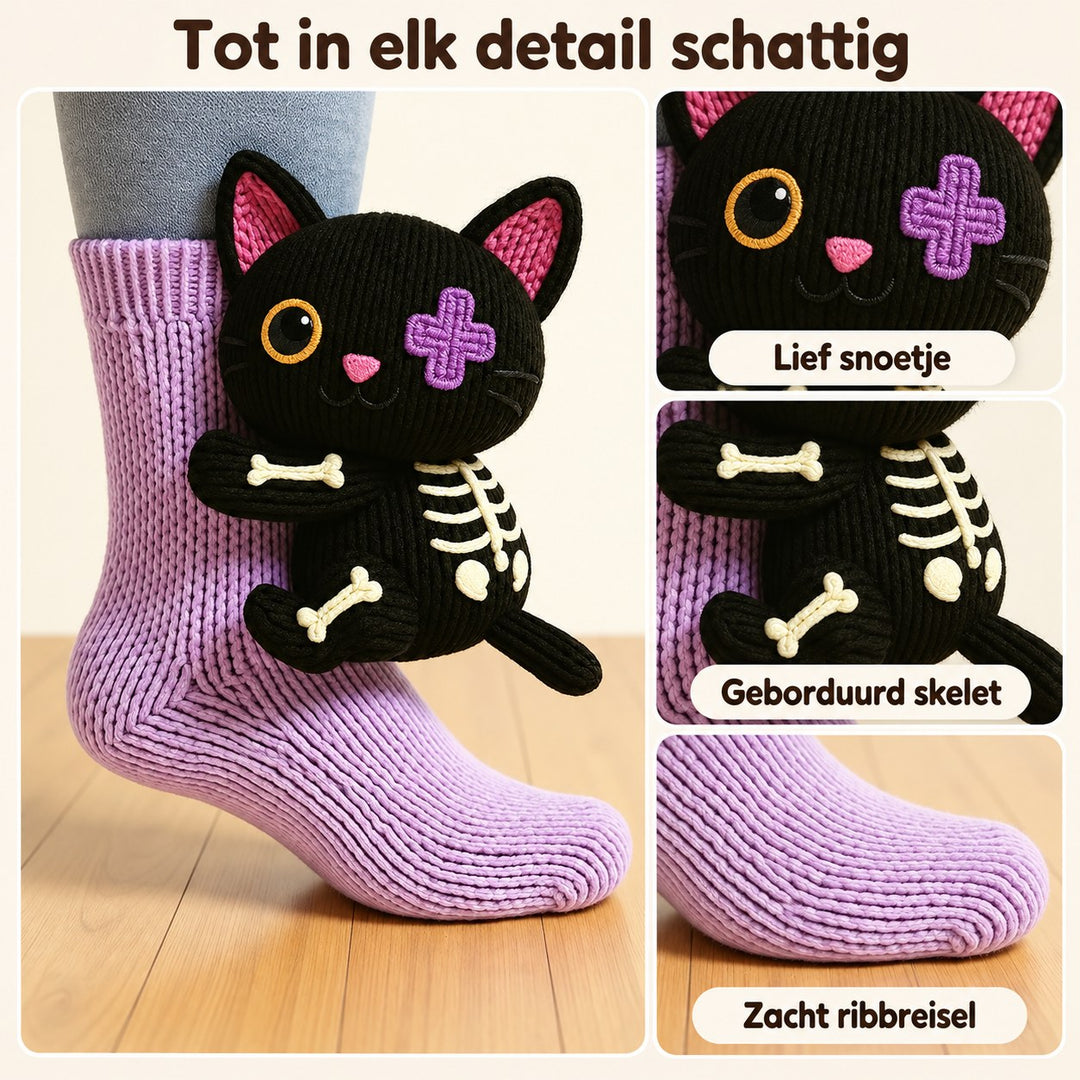 Floor | Knuffelsokken Skeletkat – Details