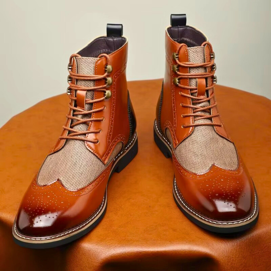 Gerben | Camelkleurige brogue veterlaarzen