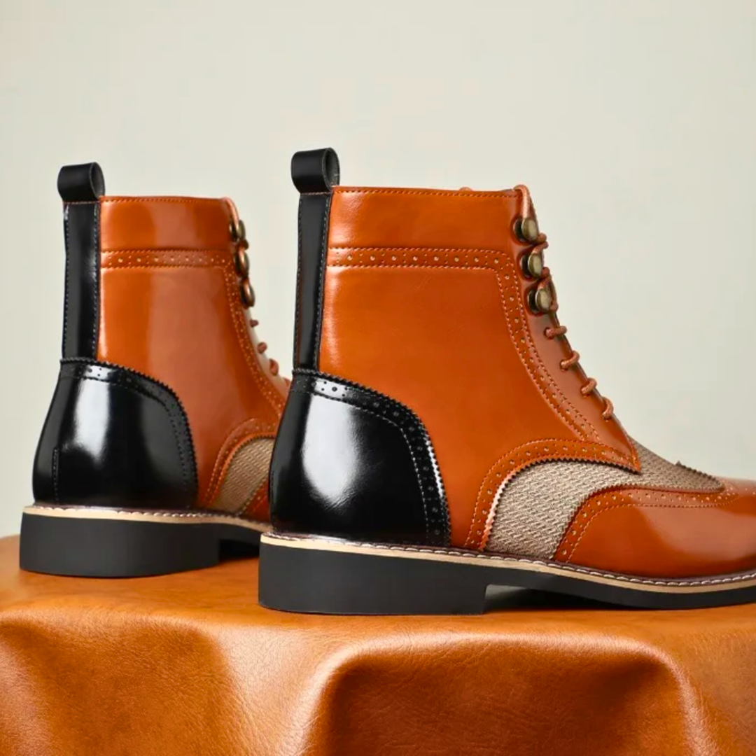 Gerben | Camelkleurige brogue veterlaarzen