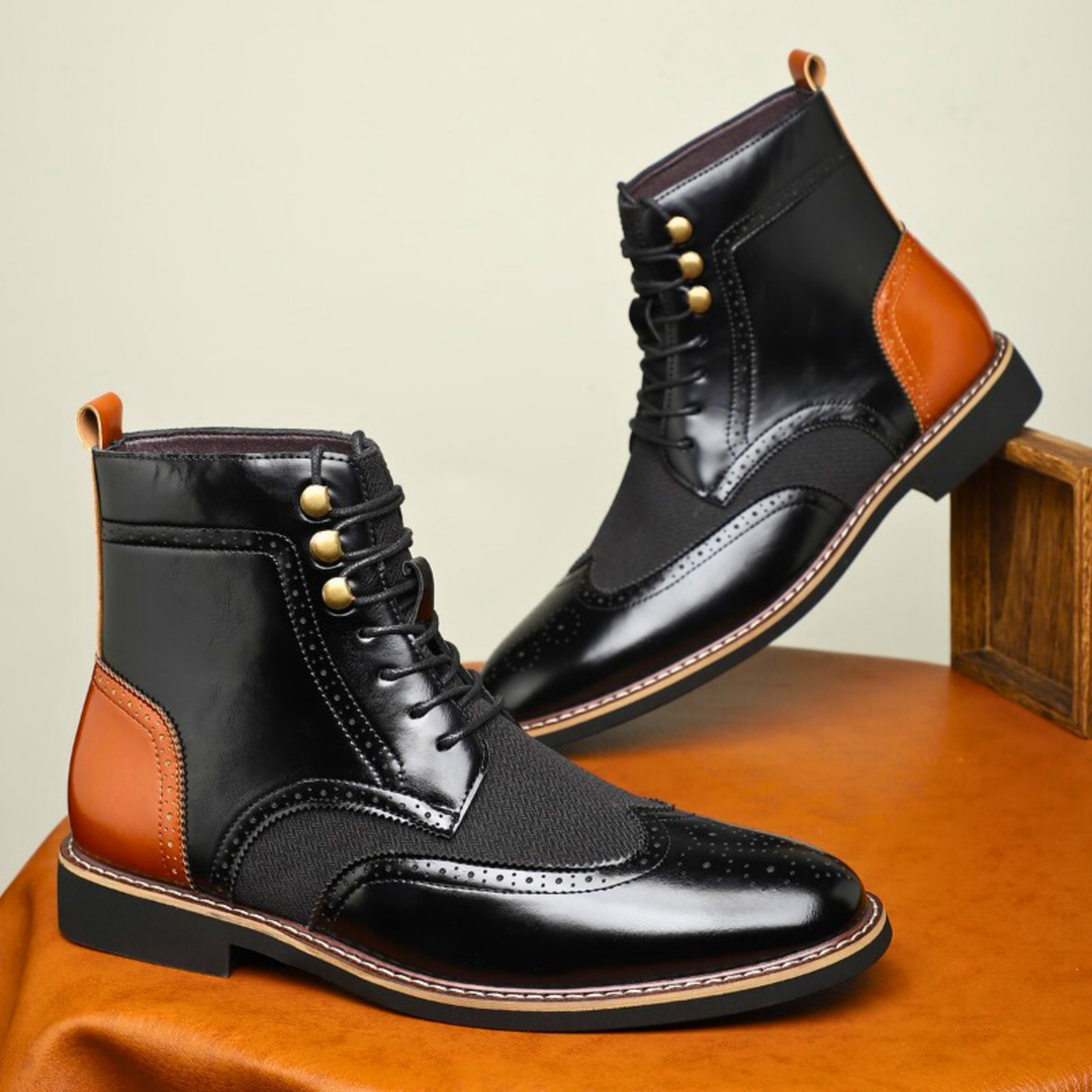 Gerben | Camelkleurige brogue veterlaarzen
