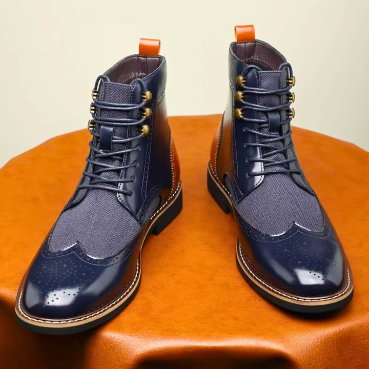 Gerben | Camelkleurige brogue veterlaarzen