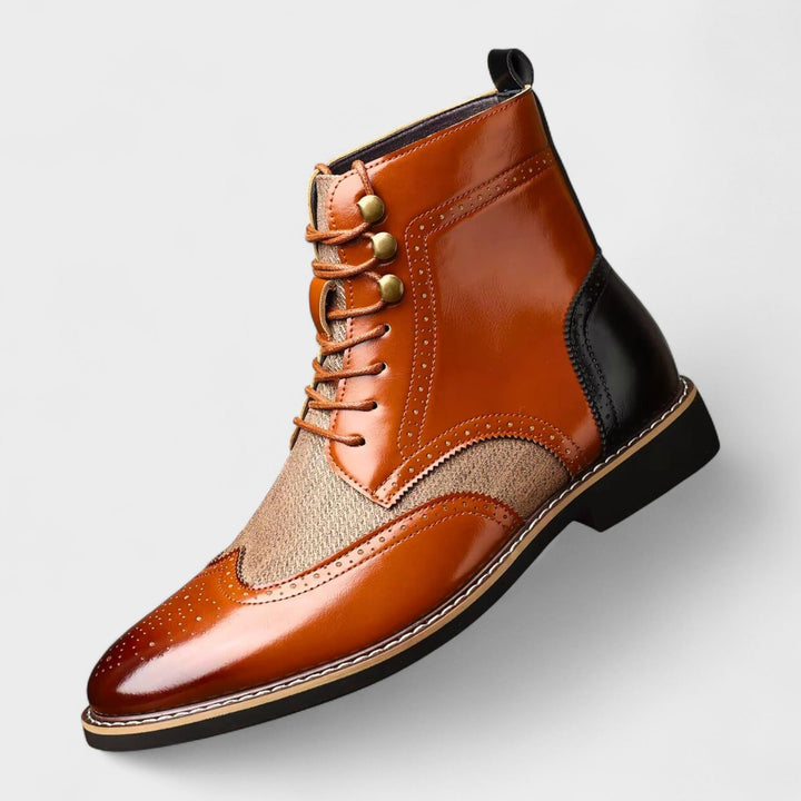 Gerben | Camelkleurige brogue veterlaarzen