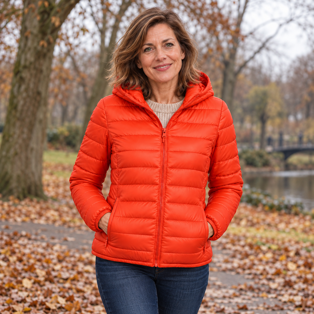 Hilde | Gewatteerde tussenjas in oranje