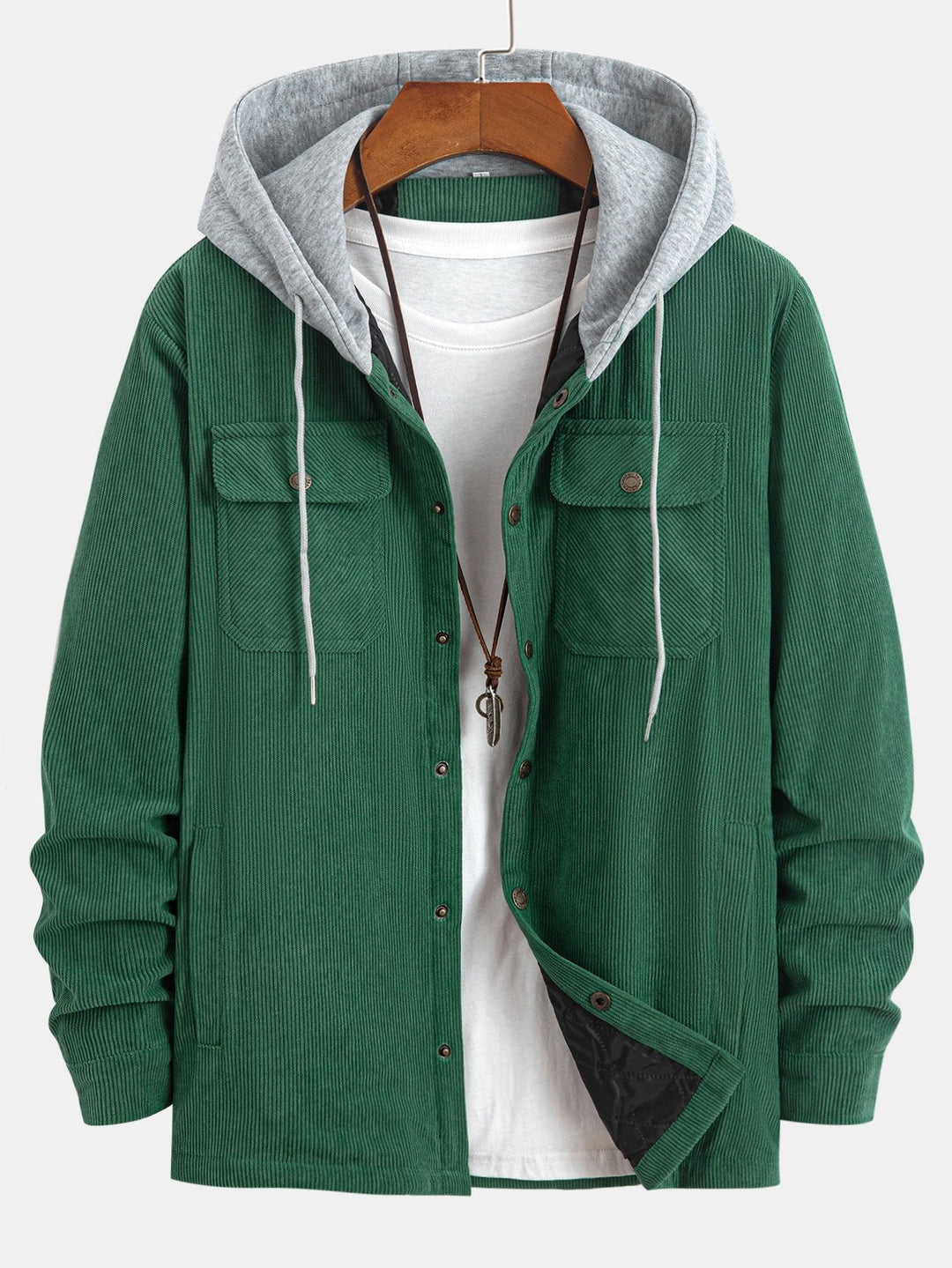 Marco | Gewatteerde corduroy jas met capuchon