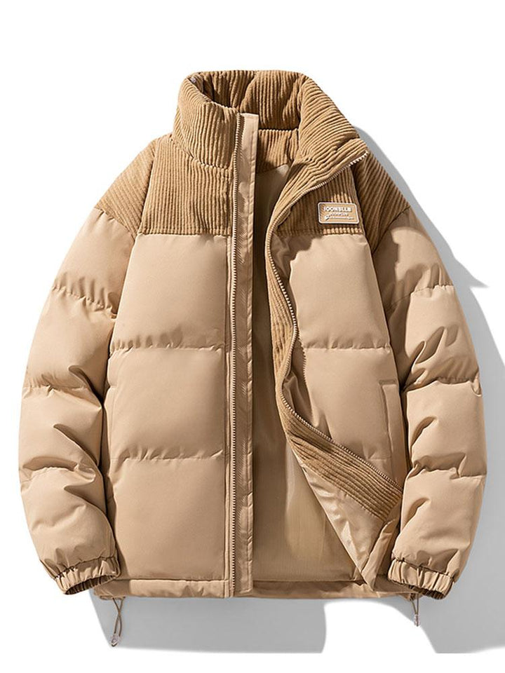 Patrick | Puffer jas met corduroy paneeldetails