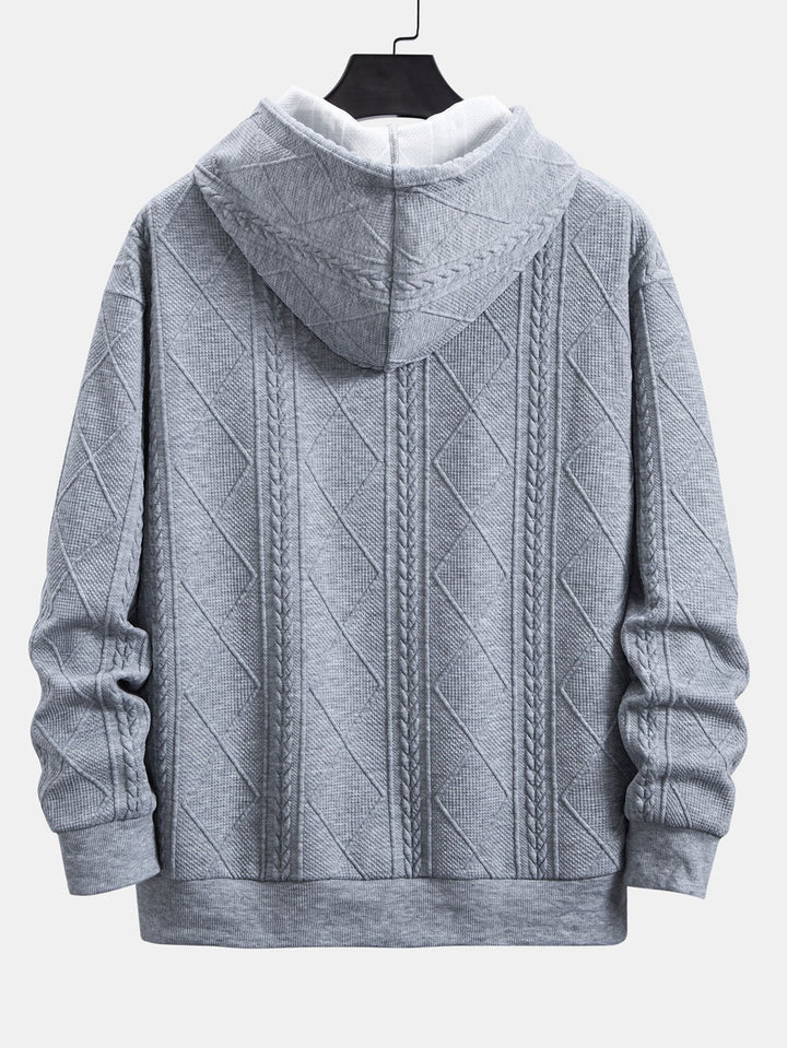 Lodewijk | Hoodie met geometrisch jacquarddessin en relaxte pasvorm