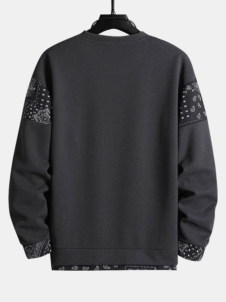 Hein | Sweater met paisleypanelen en wafelstructuur