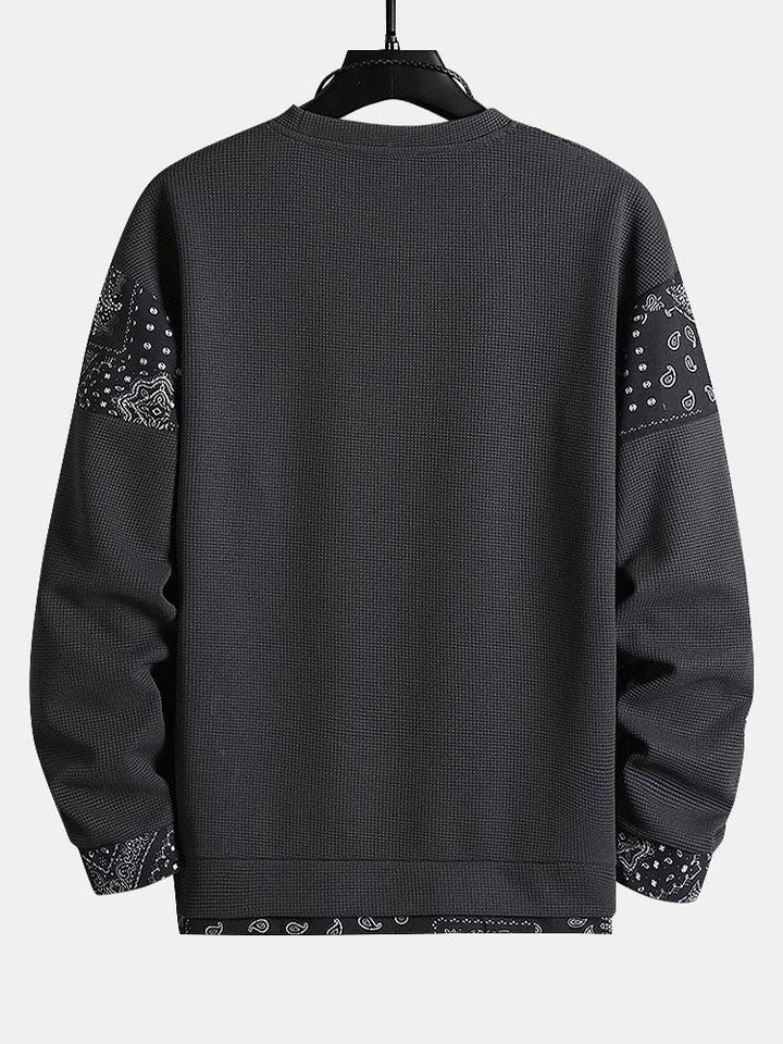 Hein | Sweater met paisleypanelen en wafelstructuur