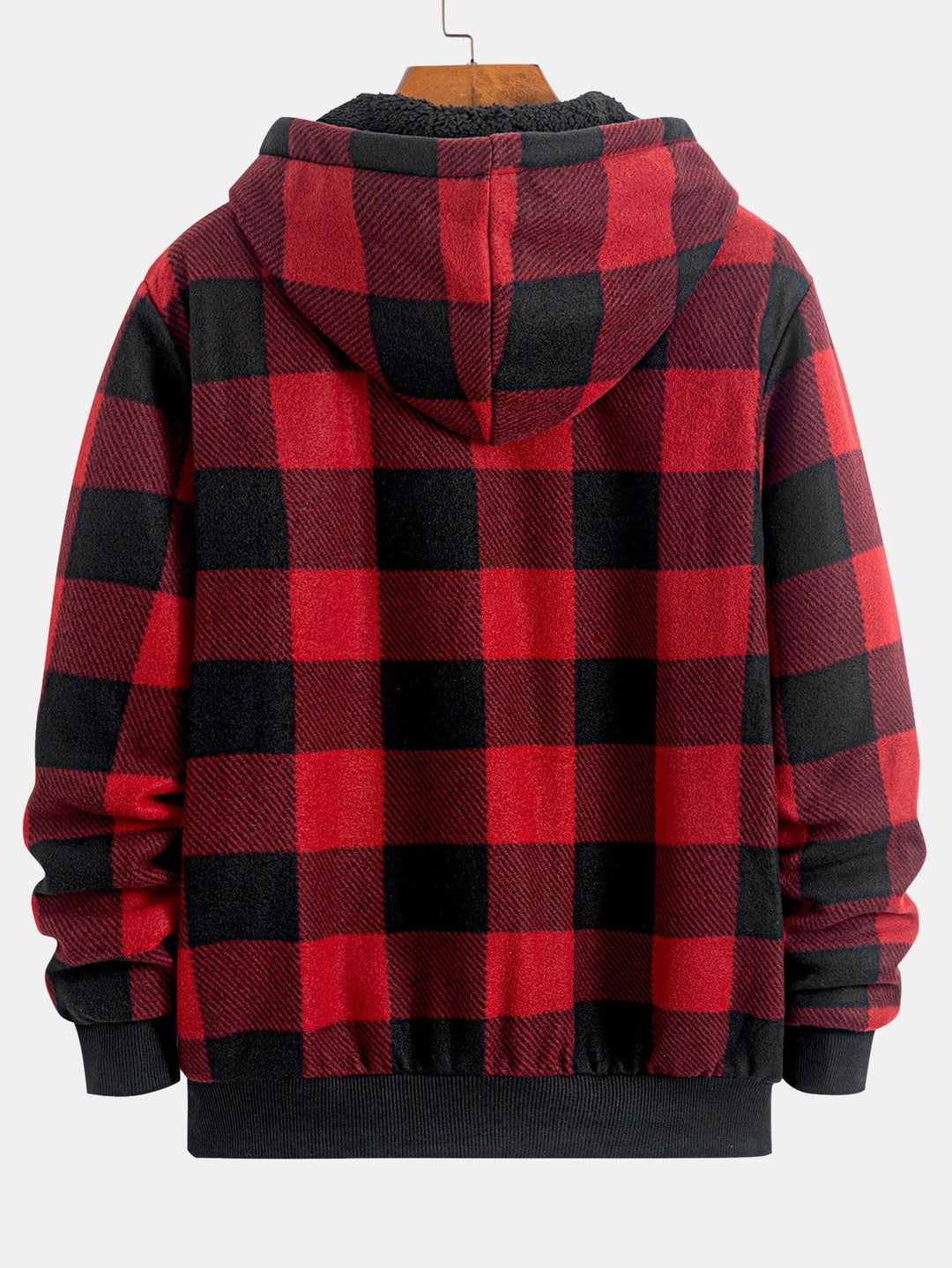 Jochem | Geruite flanellen hoodie met teddyvoering