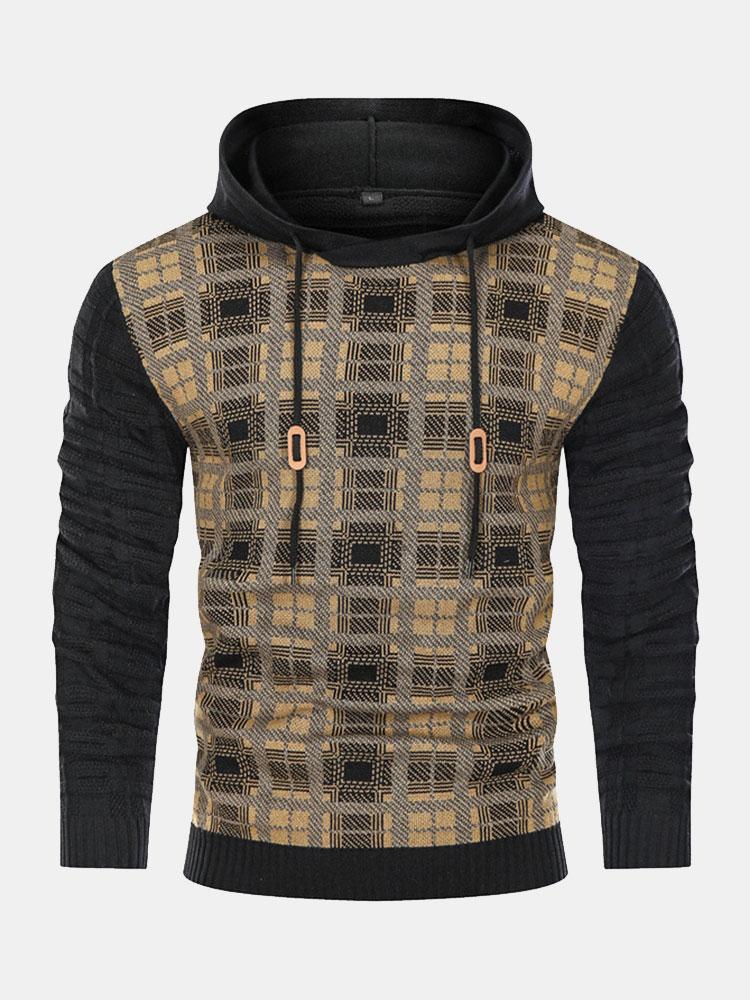 Gerard | Slim-fit trui met capuchon en ruitpanelen