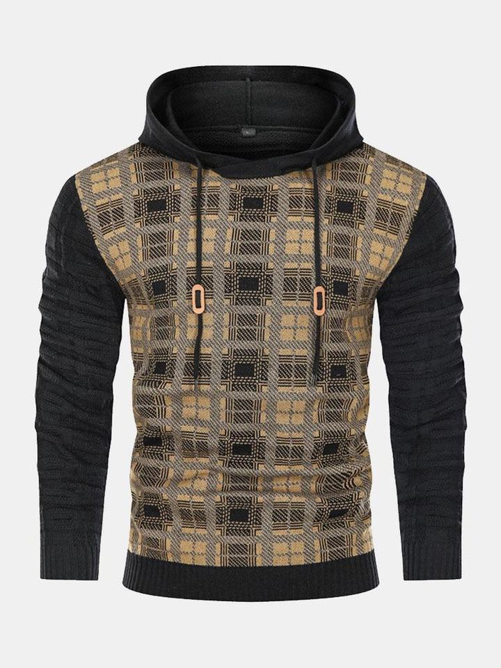 Gerard | Slim-fit trui met capuchon en ruitpanelen