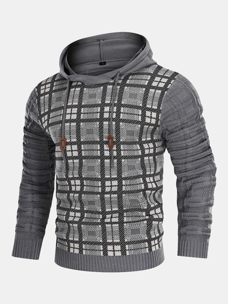 Gerard | Slim-fit trui met capuchon en ruitpanelen