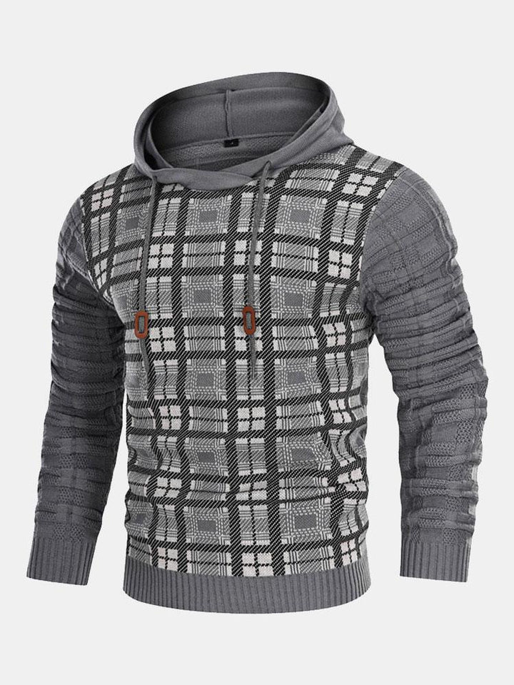 Gerard | Slim-fit trui met capuchon en ruitpanelen
