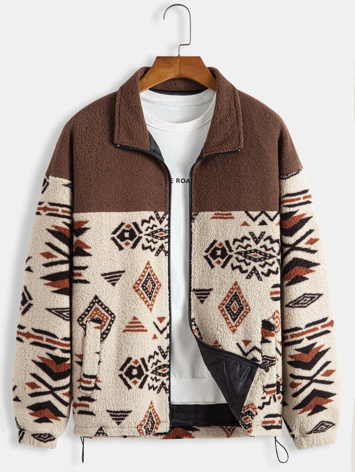 Floris | Teddyfleece jas met azteekse print