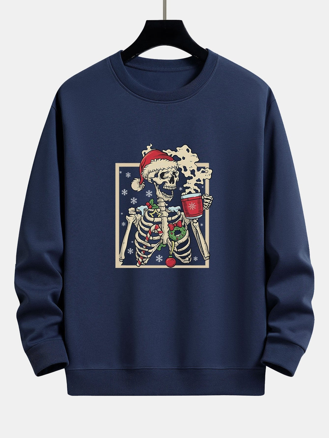 Siem | Kerstsweater met skelet- en koffieprint en relaxte pasvorm