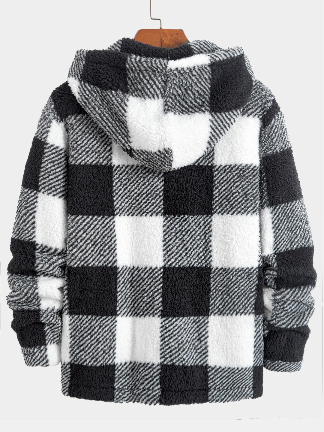 Gerard | Geruite teddyfleece jas met capuchon