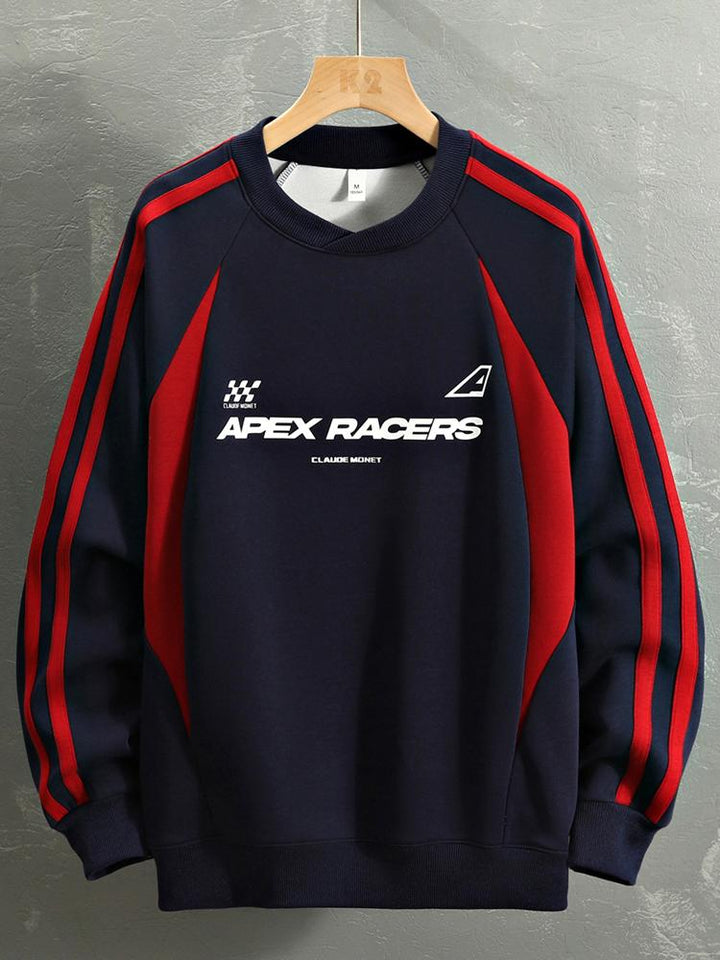 Remco | Oversized racesweater met tekstopdruk en kleurvlakken
