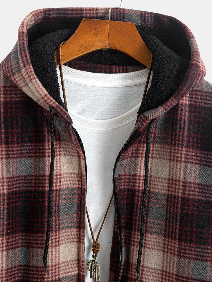 Wietse | Geruite flanellen hoodie met teddyvoering