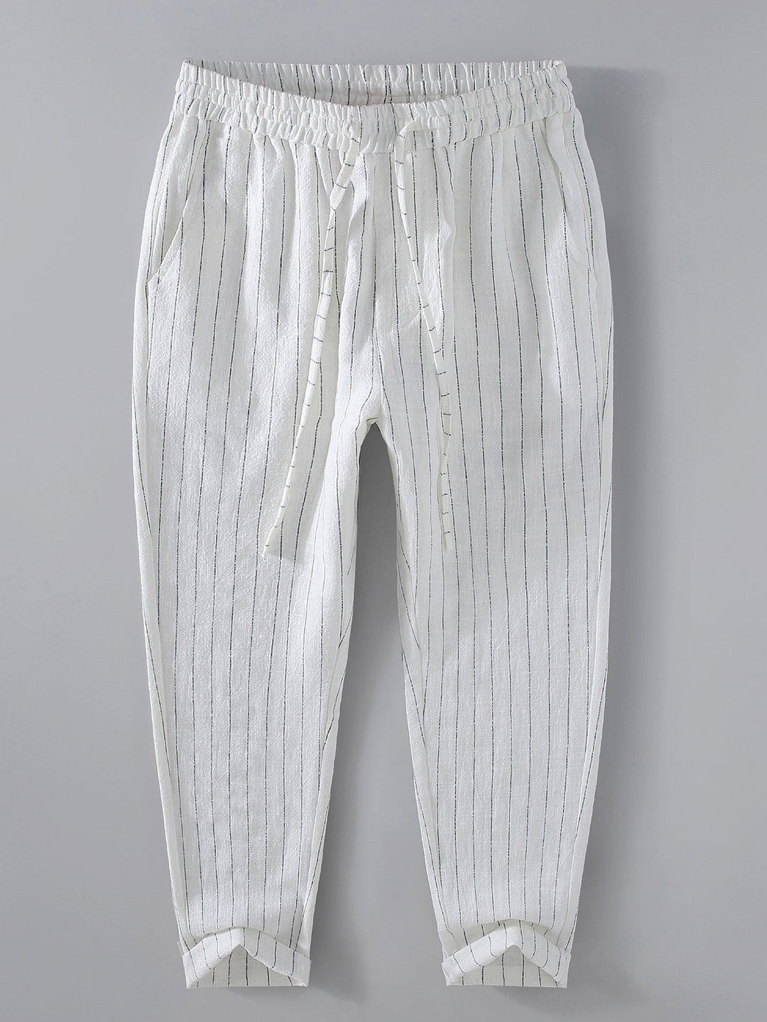 Joost | Gestreepte Linnen Cropped Broek