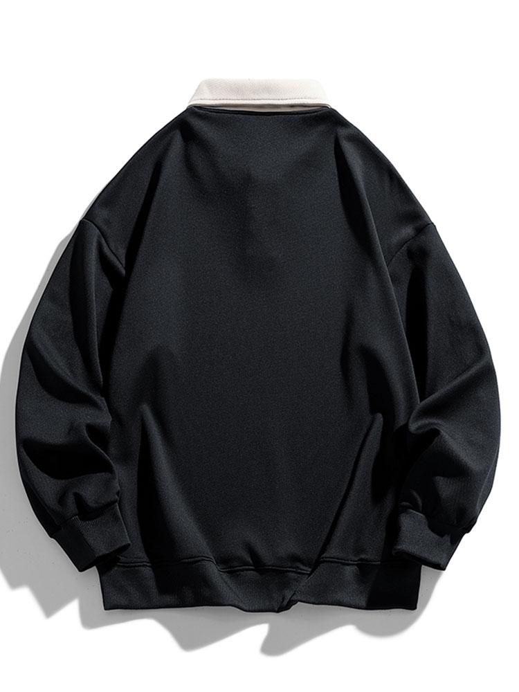 Finn | Polosweater met contrastdetails en wafelstructuur en relaxte pasvorm
