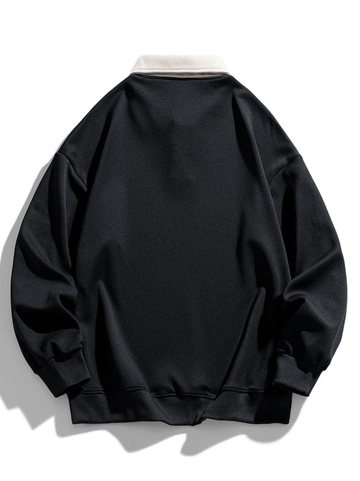 Finn | Polosweater met contrastdetails en wafelstructuur en relaxte pasvorm