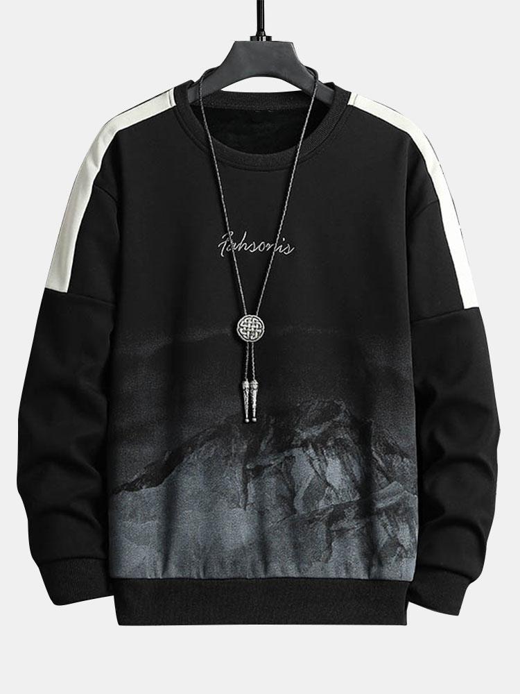 Sam | Sweater met bergprint en ronde hals