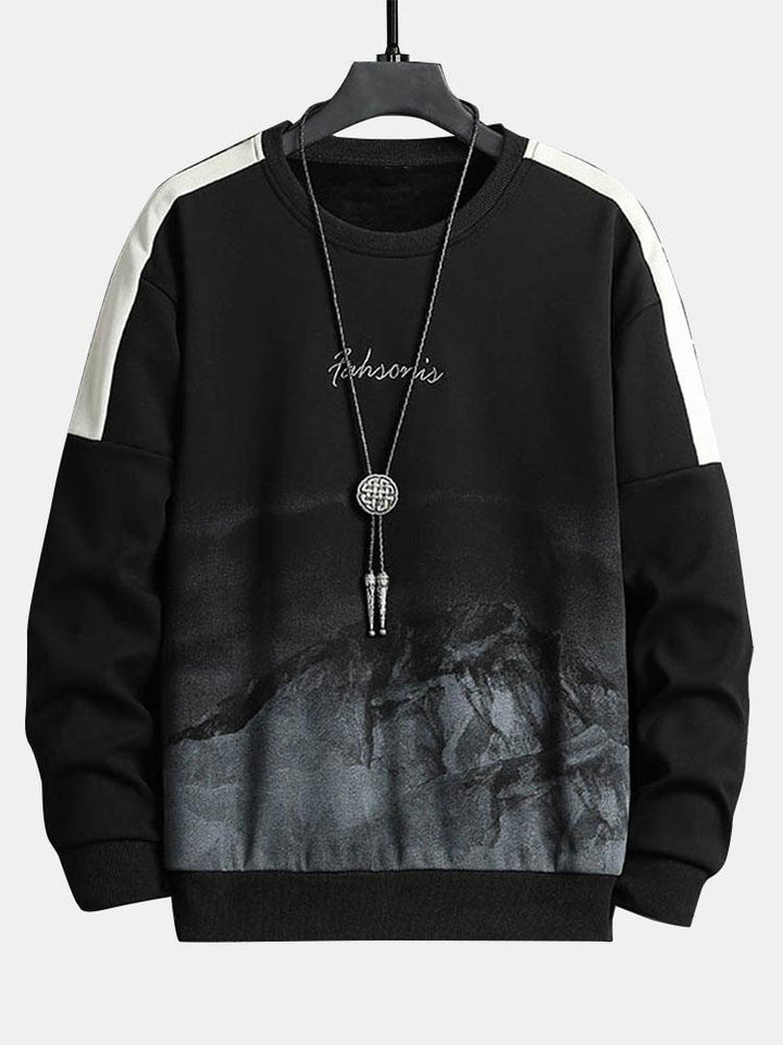 Sam | Sweater met bergprint en ronde hals