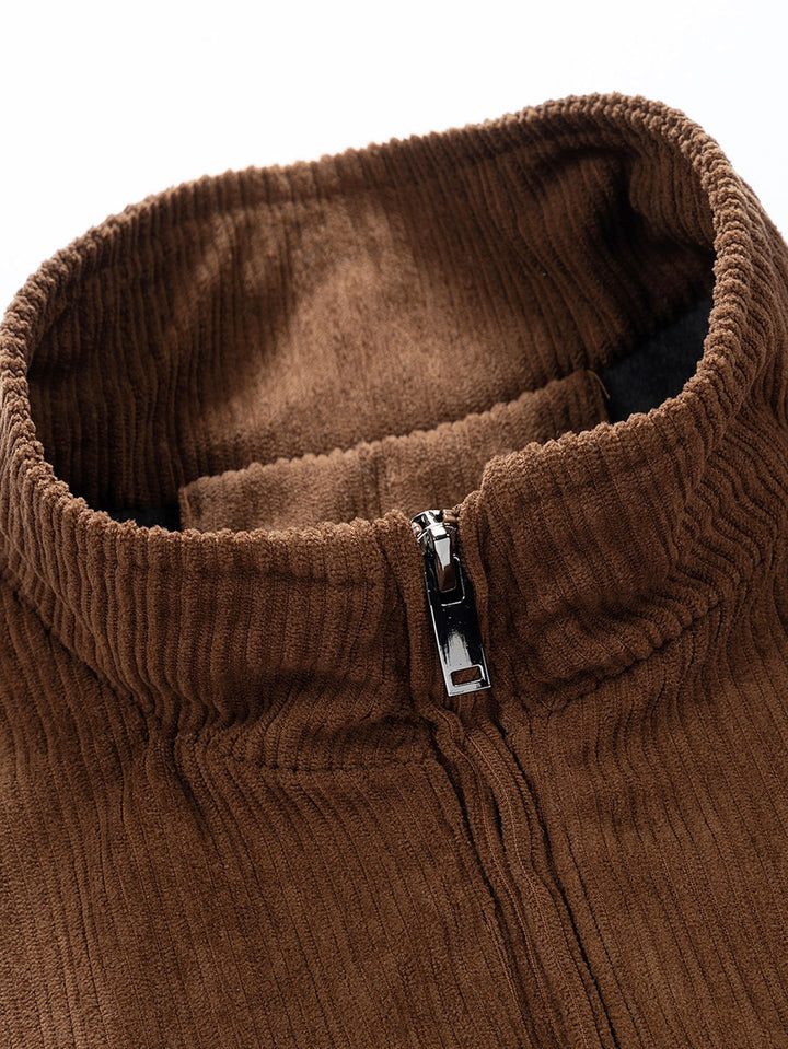 Dave | Corduroy jack met trechterkraag en rits
