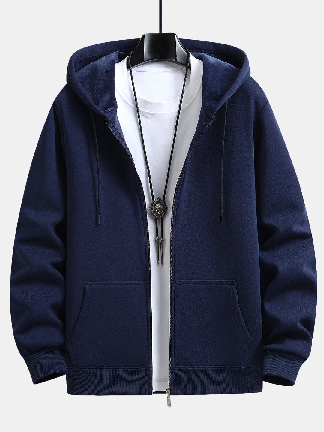 Zeno | Hoodie met pluchevoering, ritssluiting en relaxte pasvorm