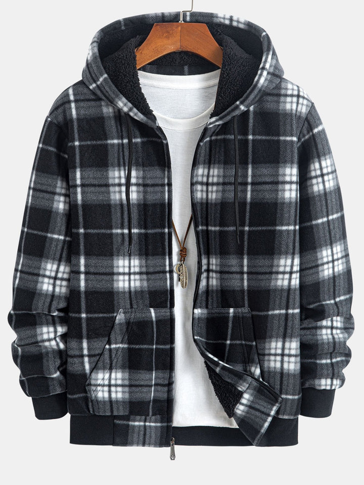 Geert | Geruite flanellen hoodie met teddyvoering