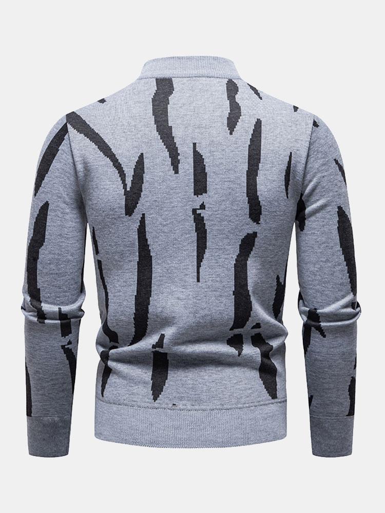 Luuk | Trui met abstracte print en opstaande kraag