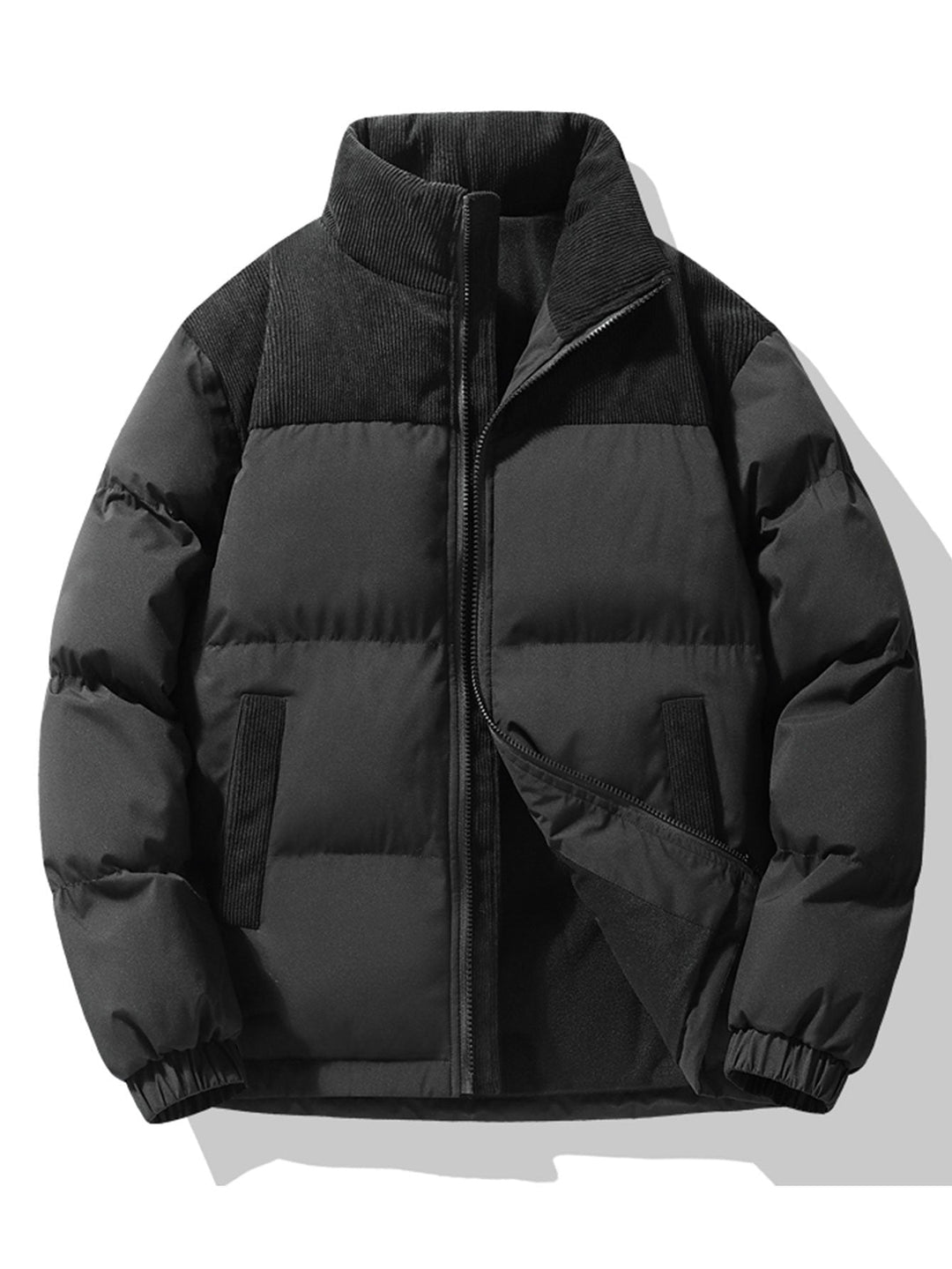 Boris | Corduroy puffer jack met patchwork