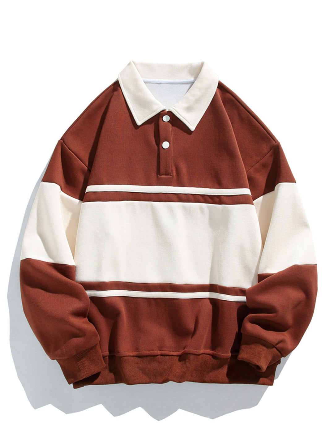 Jan | Polosweater met patchworkdetails en kleurvlakken en relaxte pasvorm