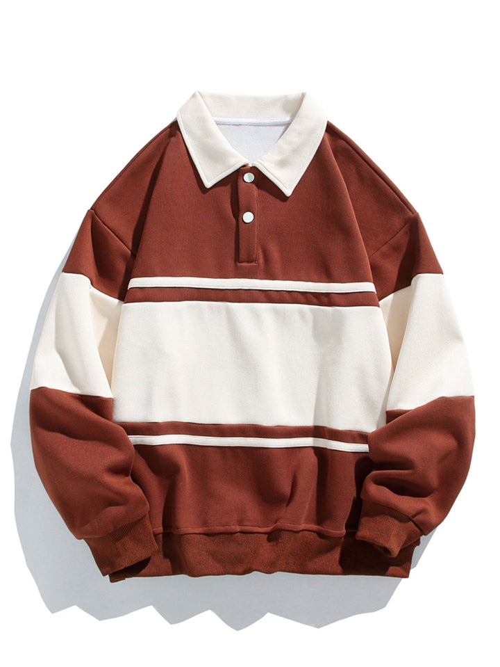 Jan | Polosweater met patchworkdetails en kleurvlakken en relaxte pasvorm