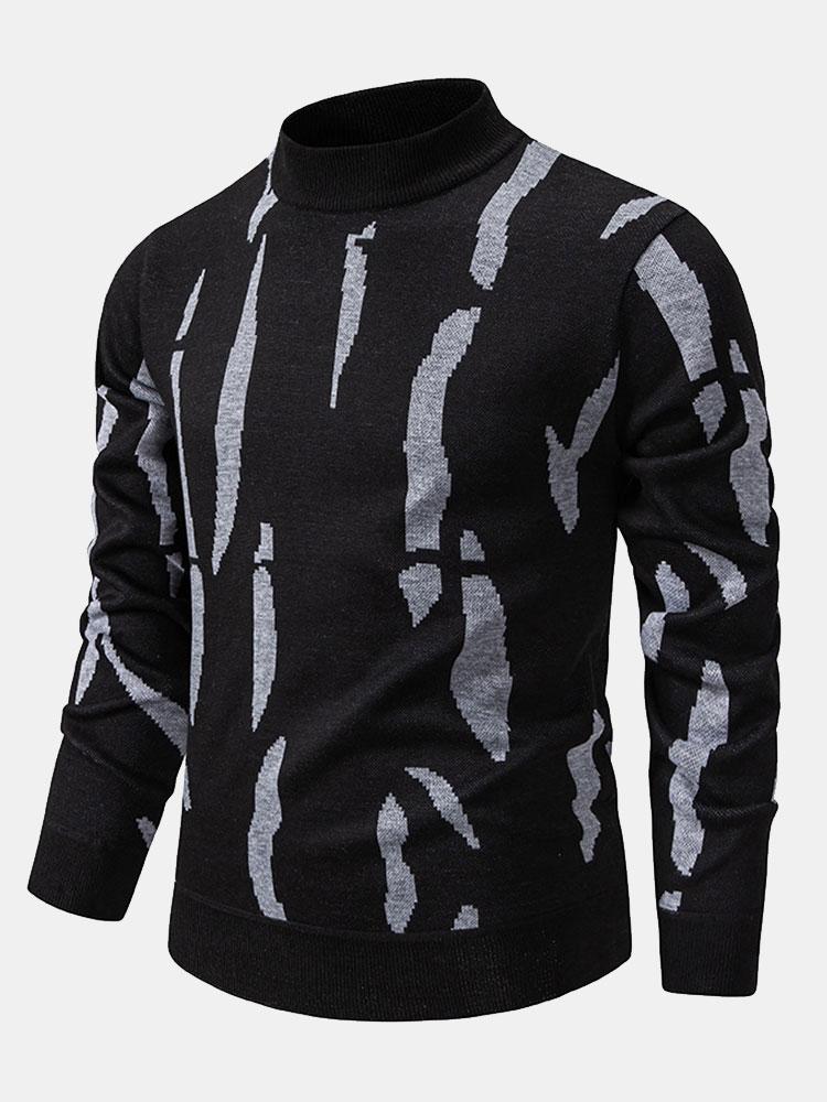 Luuk | Trui met abstracte print en opstaande kraag