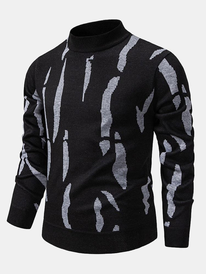 Luuk | Trui met abstracte print en opstaande kraag