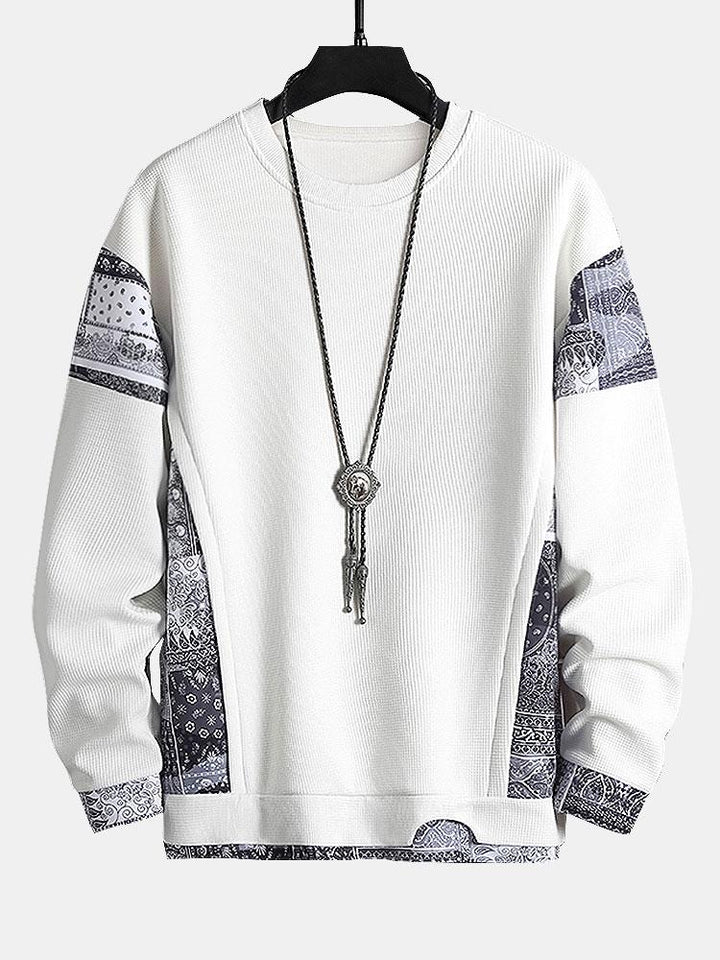 Hein | Sweater met paisleypanelen en wafelstructuur