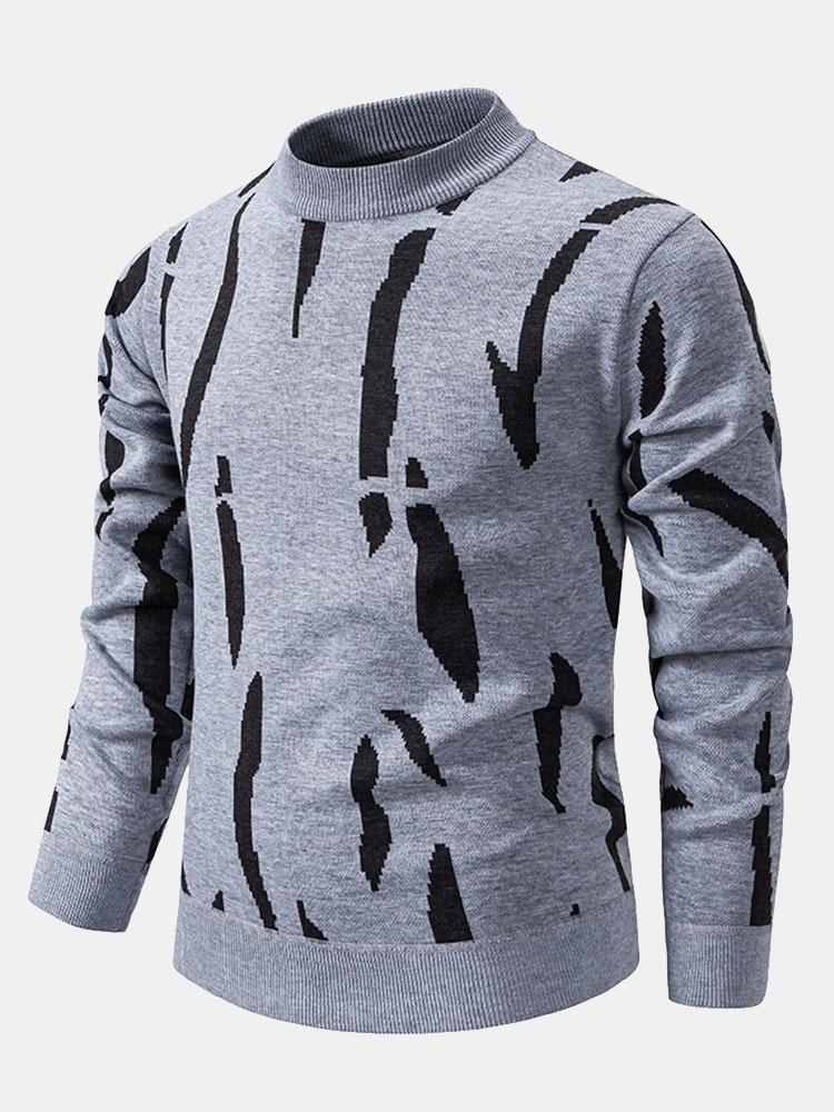Luuk | Trui met abstracte print en opstaande kraag