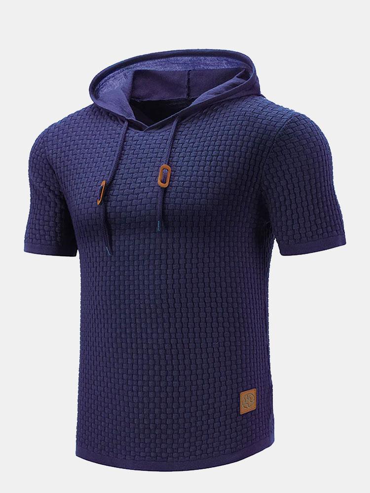 Jacob | Slim-fit gebreide trui met korte mouwen en capuchon