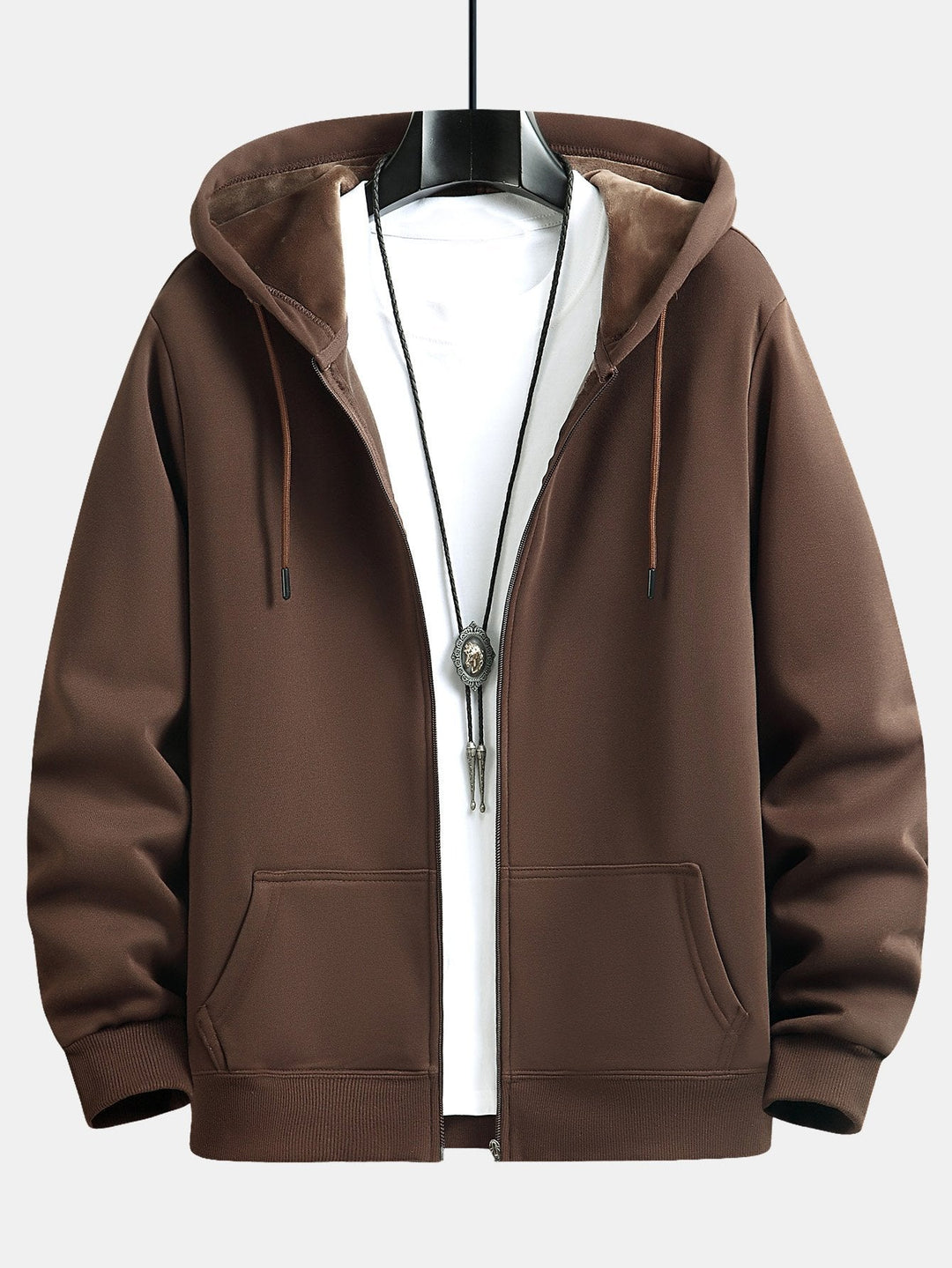 Zeno | Hoodie met pluchevoering, ritssluiting en relaxte pasvorm