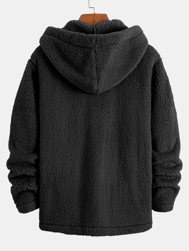 Job | Teddyfleece jas met capuchon en knopen