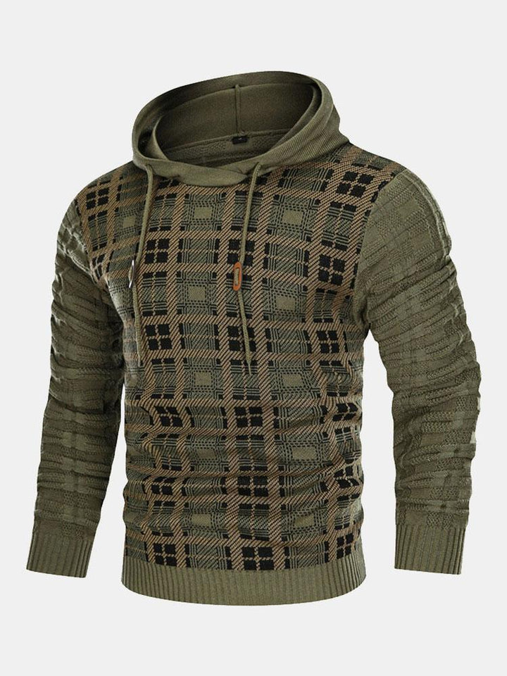 Gerard | Slim-fit trui met capuchon en ruitpanelen