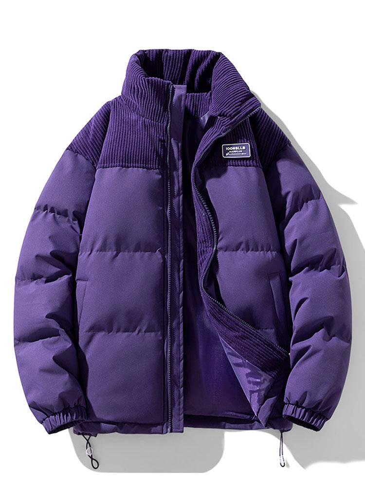Patrick | Puffer jas met corduroy paneeldetails