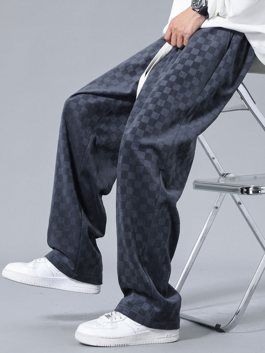 Arne | Geblokte Broek Straight Leg